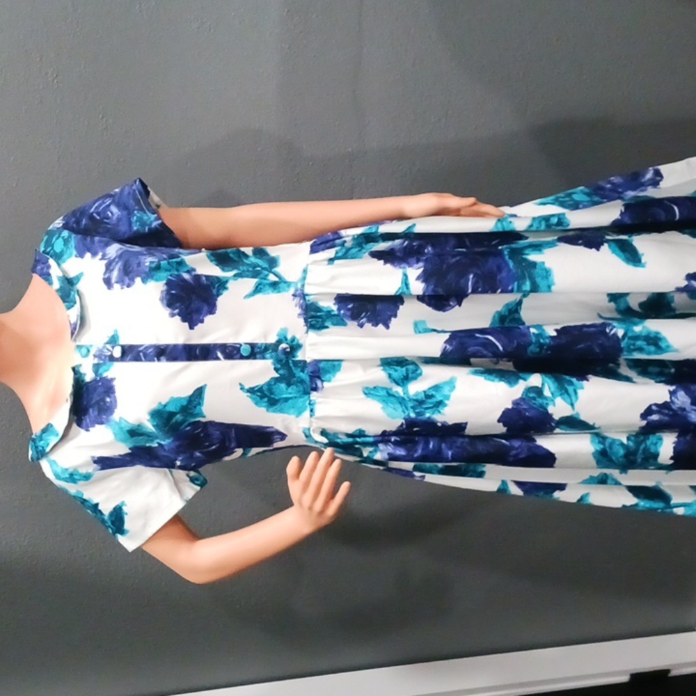 Pinup Couture Women's Blue Vintage Rose Print Midi Dress - Picture 4 of 16